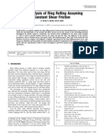 Slab Analysis of Ring Rolling AssumingConstantShearFriction