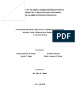 A Case Study On The Difficulties Encountered by Private School Graduates of Selected Grade Vii Students From Calamba City Science High School