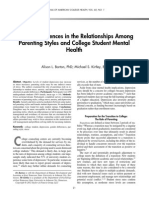 Gender Differences in The Relationships Among Parenting Styles and College Student Mental Health