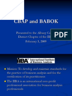 Cbap and Babok: Presented To The Albany Capital District Chapter of The IIBA February 3, 2009