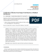 Energies: Gasification of Biochar From Empty Fruit Bunch in A Fluidized Bed Reactor