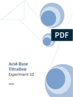 Acid-Base Titration: Experiment 10