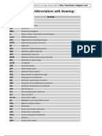 Common Medical Abbreviations With Meanings