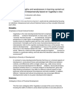 State Several Strengths and Weaknesses in Learning Carried Out Intrapersonally and Interpersonally Based On Vygotsky