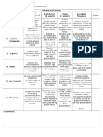 Presentation Rubric Needs Improvement (2 Point) Satisfactory (3 Points) Good (4 Points) Excellent (5 Points) Score