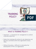 Week 3 - Development of Training Policy