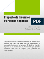 Proyecto de Inversión Vs Plan de Negocios