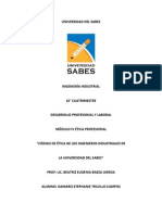 Código de Ética de Los Ingenieros Industriales de La Universidad Del Sabes