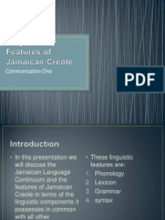 Linguistic Features of Jamaican Creole