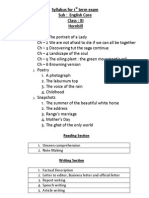 Syllabus For 1 Term Exam Sub: English Core Class: XI Hornbill