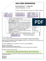 Avaliação Classes de Palavras Fonemas Linguagem Verbal e Não Verbal