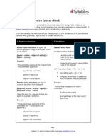 Verbs: Active Voice (Cheat Sheet) : 1. Sentence Structure 2. Verb Form