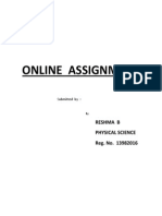 Online Assignment: Reshma B Physical Science Reg. No. 13982016