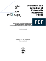 Evaluation and Definition of Potentially Hazardous Foods