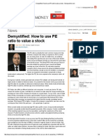 How To Use PE Ratio To Value A Stock - Moneycontrol PDF