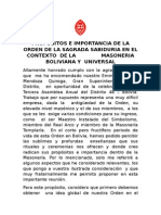 Propositos e Importancia de La Orden de La Sagrada Sabiduria en El Contexto de La Masoneria Boliviana y Universal