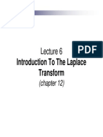 Introduction To The Laplace Transform Transform: (Chapter 12)