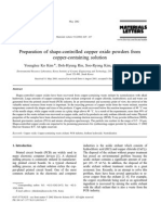 Preparation of Shape-Controlled Copper Oxide Powders From Copper-Containing Solution