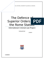 The Defence of Superior Orders and The Rome Statute