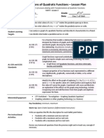 U9l3 - Transformations of Quadratic Functions Lesson Plan