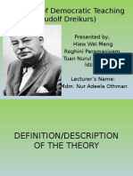 Theories of Democratic Teaching (Rudolf Dreikurs)