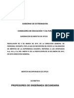 Méritos de Oficio Interinos 2015 - Cuerpo de Profesores de Enseñanza Secundaria PDF