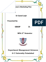 Project On Sony's Marketing Plan Present To: Sir Saeed Laqit Presented By: Grop D