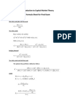 Introduction To Capital Market Theory Formula Sheet For Final Exam