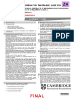 Cambridge Final Examination Timetable June 2014