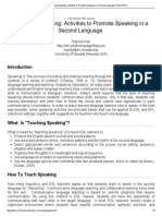 Teaching Speaking - Activities To Promote Speaking in A Second Language (TESL - TEFL)