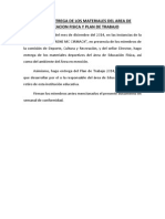 Acta de Entrega de Los Materiales Del Area de Educacion Fisica y Plan de Trabajo