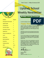 Uplands School Weekly Newsletter - Term 2 Issue 1 - 16 January