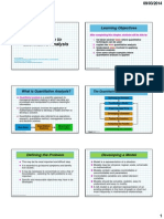 Introduction To Quantitative Analysis Q Y: Learning Objectives