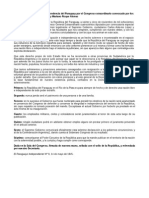 Acta de La Declaracion de Independencia Del Paraguay Por El Congreso Extraordinario Convocado Por Los Consules Carlos Antonio