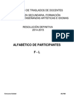 Concurso de Traslados Enseñanzas Medias 2014-2015. Listado Alfabético Definitivo MECD F-L