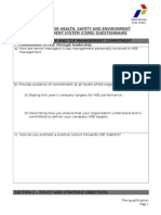 Contractor Health, Safety and Environment Management System (CSMS) Questionnaire Section 1 Ledership and Top Management Commitment