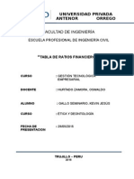 Tabla de Ratios Financieros