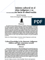 El Conocimiento Cultural en El Aula: Niños Indígenas y Su Orientación Hacia La Observación