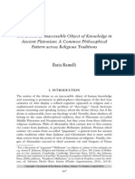 Ramelli The Divine As Inaccessible Object of Knowledge in Ancient Platonism