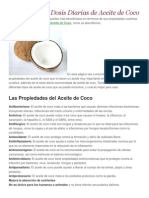 Propiedades y Dosis Diarias de Aceite de Coco