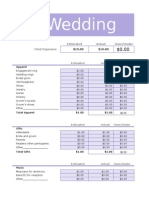 Wedding: Estimated Actual Over/Under Total Expenses