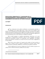 Educación, Democracia y Ciudadanía en La Postmodernidad Latinoamericana (Luis Rigal)