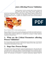 Critical Parameters Affecting Process Validation