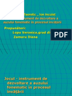 Jocul Instrument de Dezvoltare A Auzului Fonematic in Procesul Instruirii