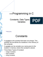 Constants, Data Types and Variables