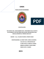 Influencia Del Canon Minero en El Crecimiento Del Distrito de Uchumayo Por Sectores (Educación, Infraestructura Básica) Durante El Periodo 2005-2014