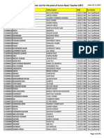 Fee Confirmation List For The Post of Junior Basic Teacher (JBT)