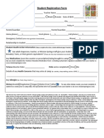 Student Registration Form: Student Health & Diet Information