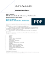 Cotización de Pruebas Psicologicas