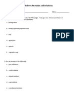 Mixtures and Solutions Worksheets